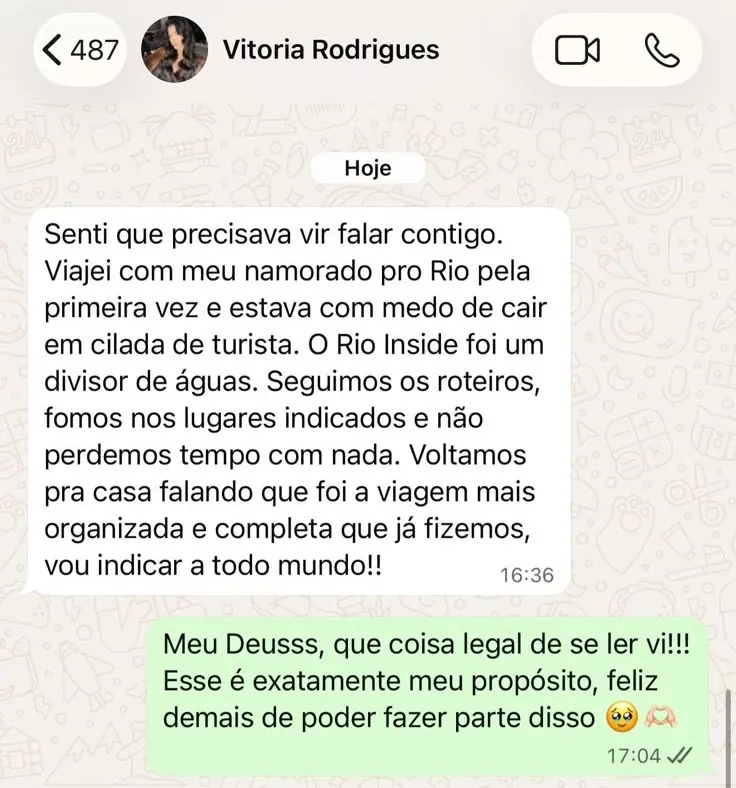 Print de depoimento no WhatsApp