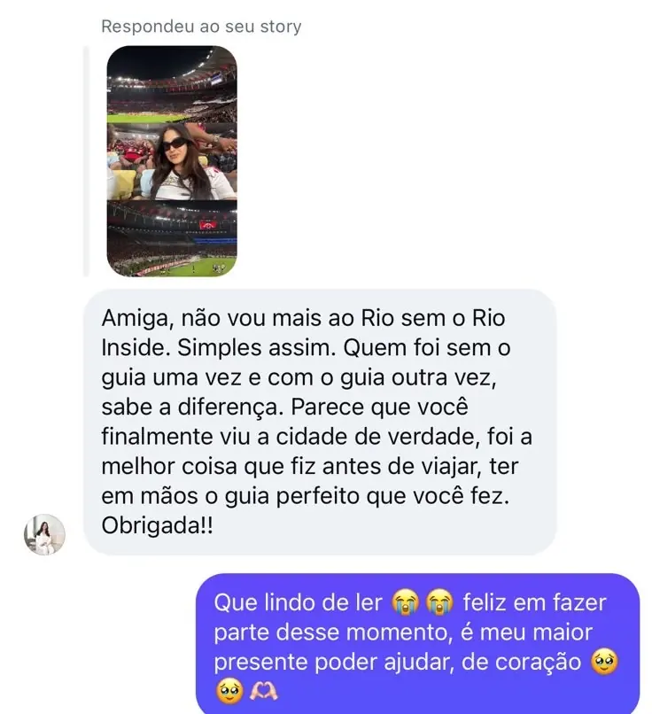 Print de depoimento no WhatsApp